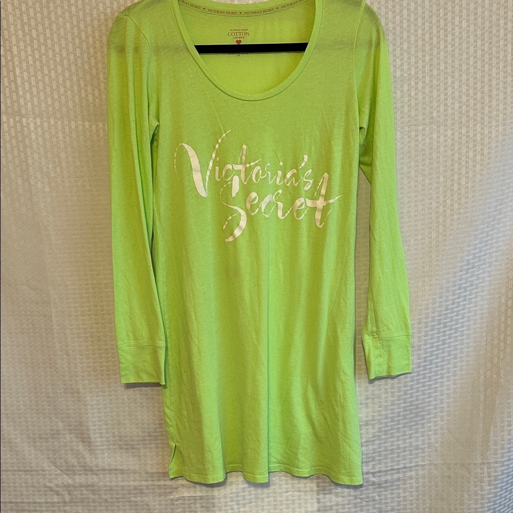 #854 Victoria's Secret Neon Lime Long Sleeve night shirt